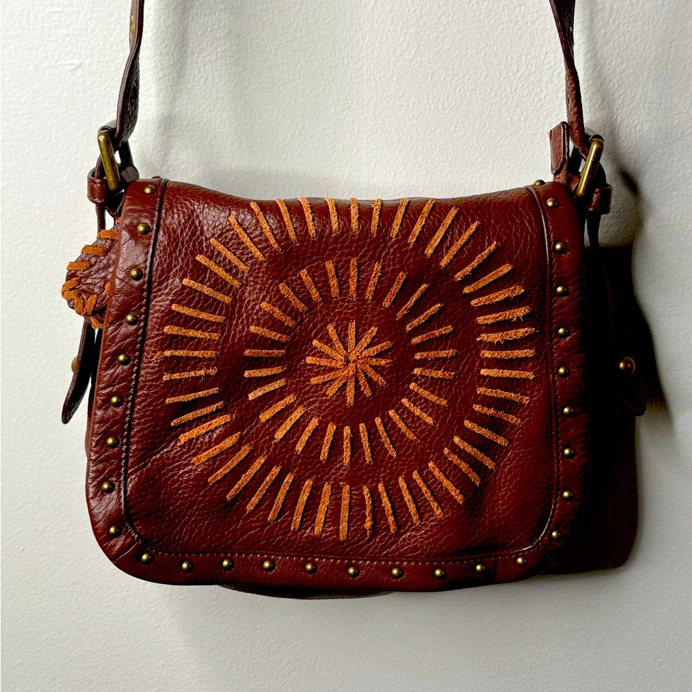 Isabella Fiore Oxblood Leather Crossbody Bag